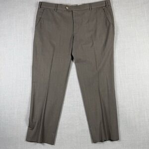 Meyer Bonn Pants Mens 40x31 Brown Modern Fit Wool Blend Twill Dress Trousers